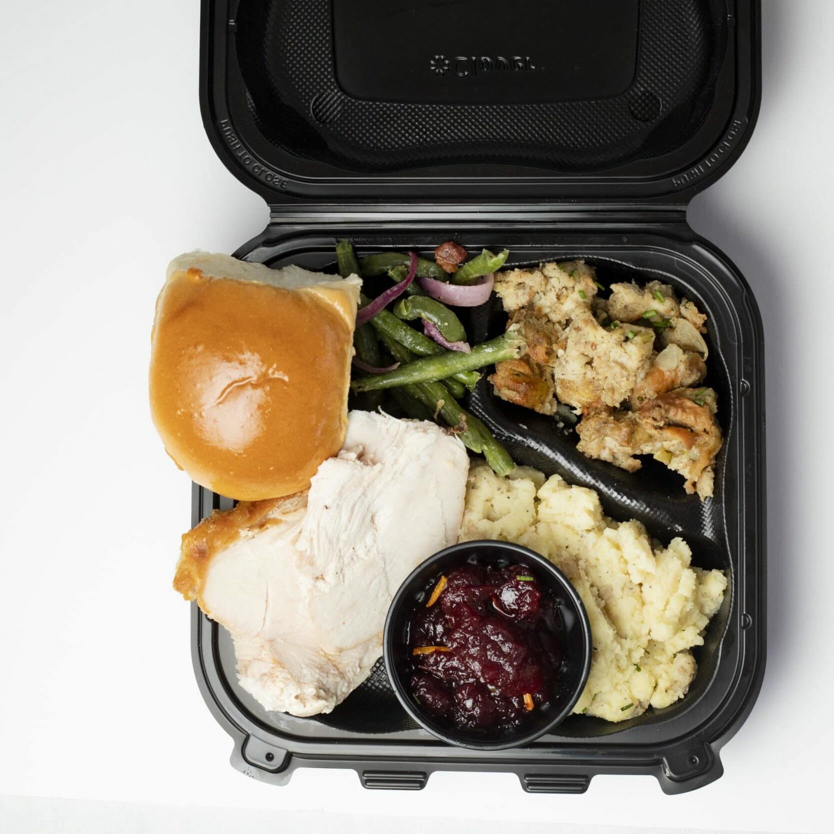 individual boxed meal overhead