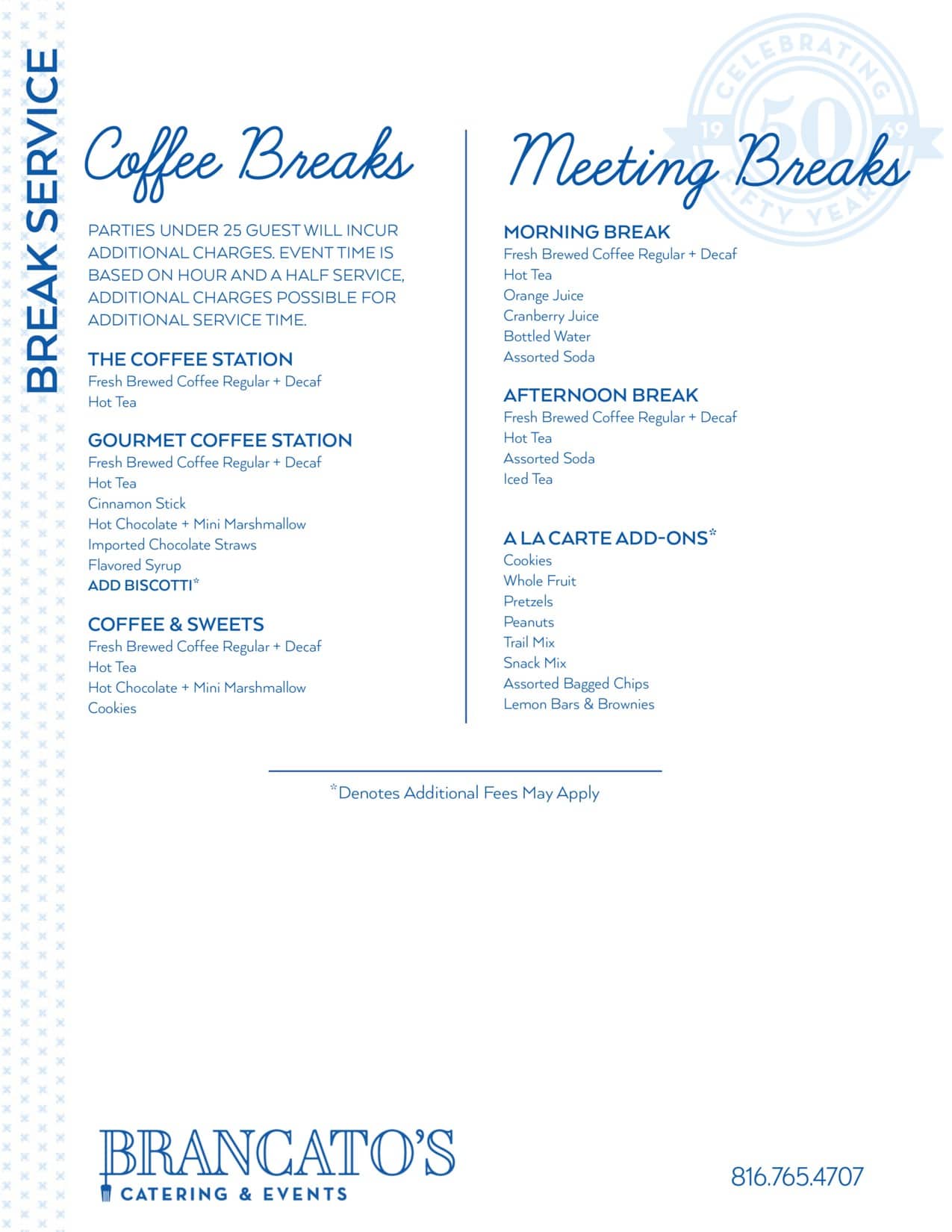 mid morning coffee break menu